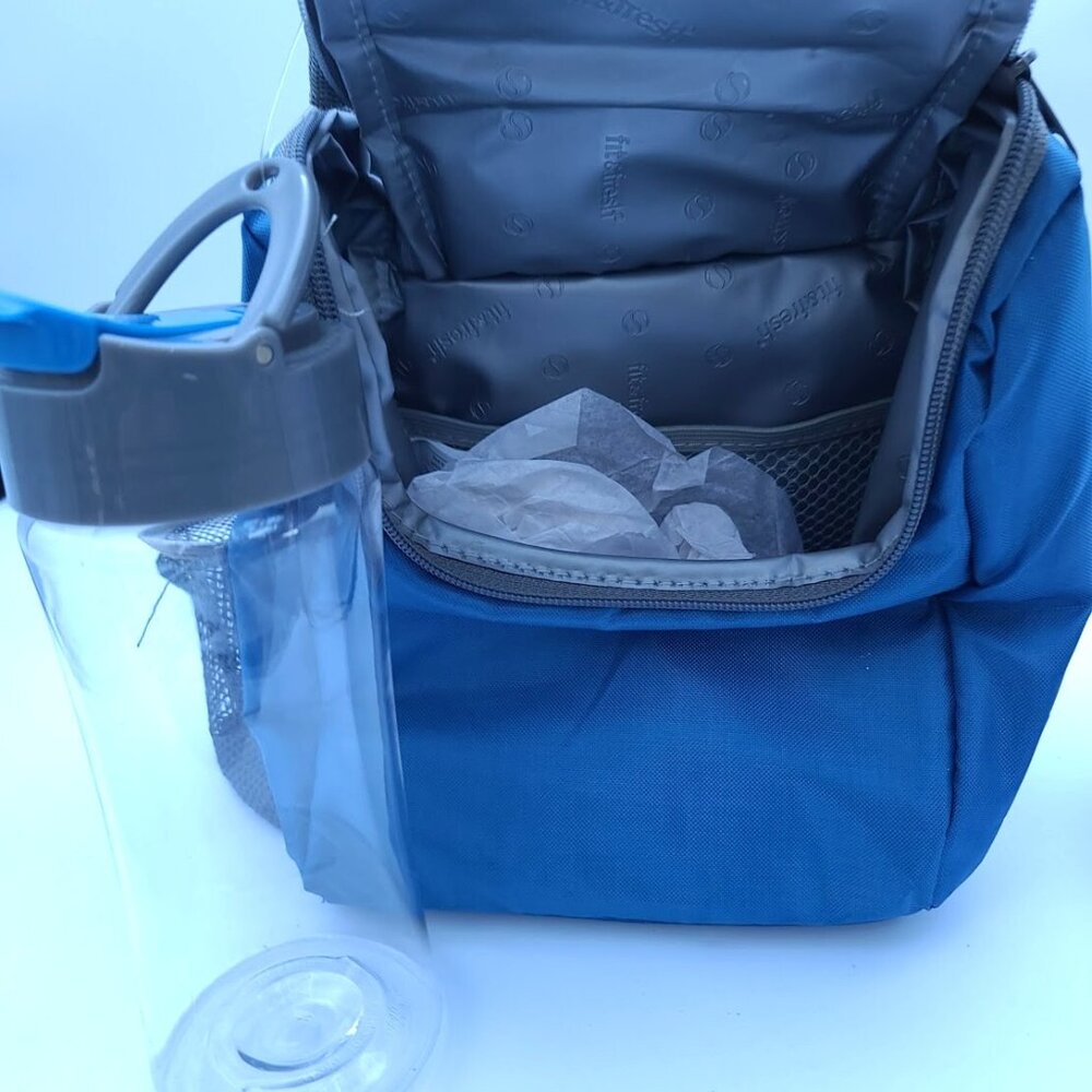 Fit & Fresh Insulated Lunch Bag Kit With 16 oz Bottle Blue Unisex Zip Top NWT - Picture 3 of 8